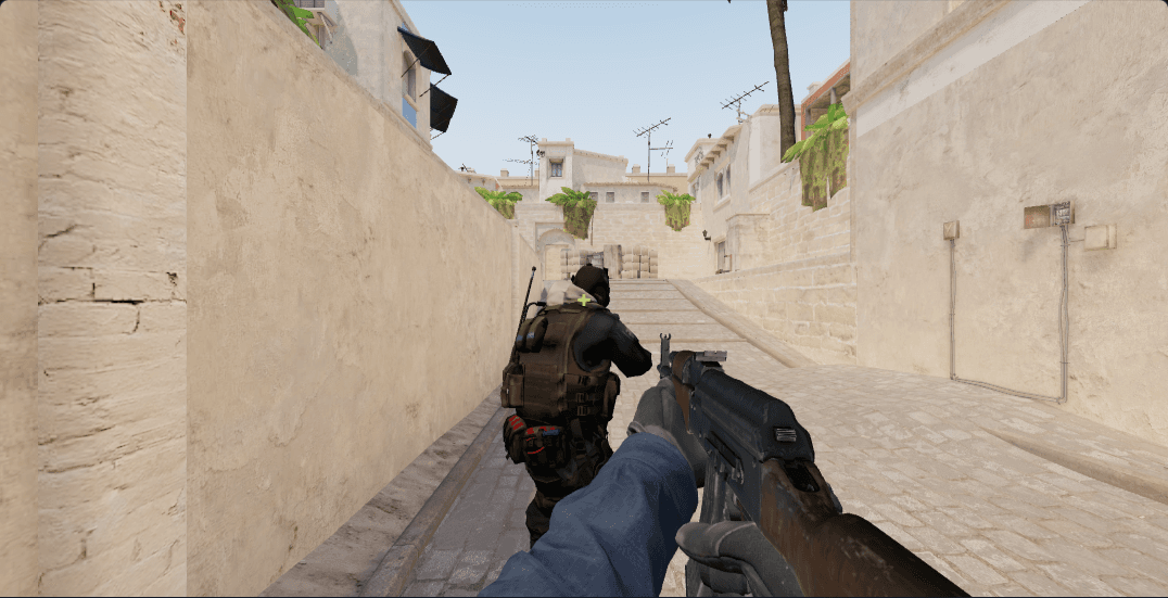 Кадр из 3D-плеера Демовода: вид от первого лица на Mirage